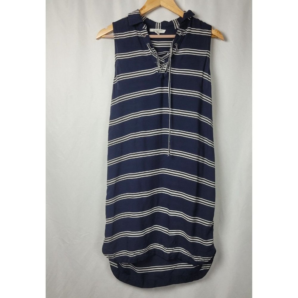 Beachlunchlounge Navy Odette Sleeveless Stripped Shift Coverup Dress Size XS - Picture 2 of 6